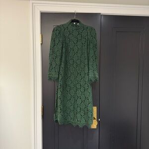 Zadig & Voltaire Emerald Green Lace Long-Sleeve Midi Dress